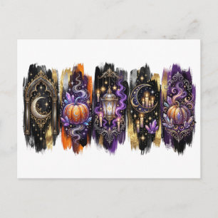Postal Decoración celestial de bruja, Halloween espeluzna