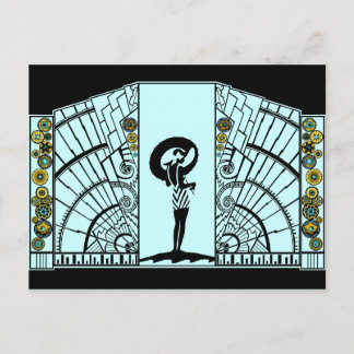 Postal Decoración costera en Aqua y Amarillo