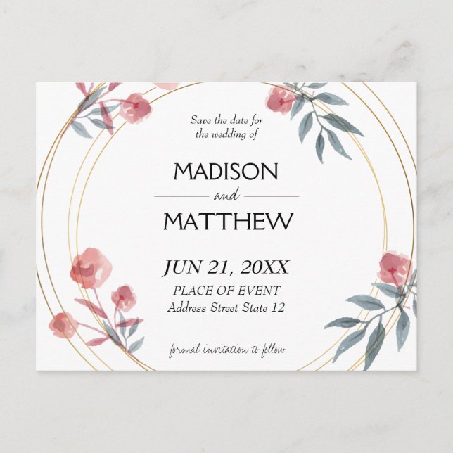 Postal Decoración de acuarela con anillos (Anverso)