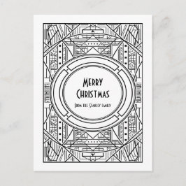 Postal Decoración de arte blanco y negro Feliz Navidad