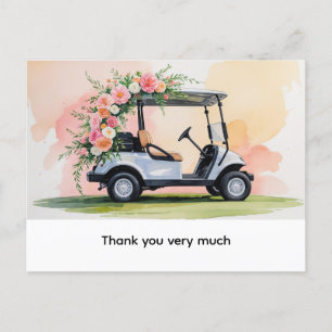 Postal Decoración de carrito de golf para acuarela boda