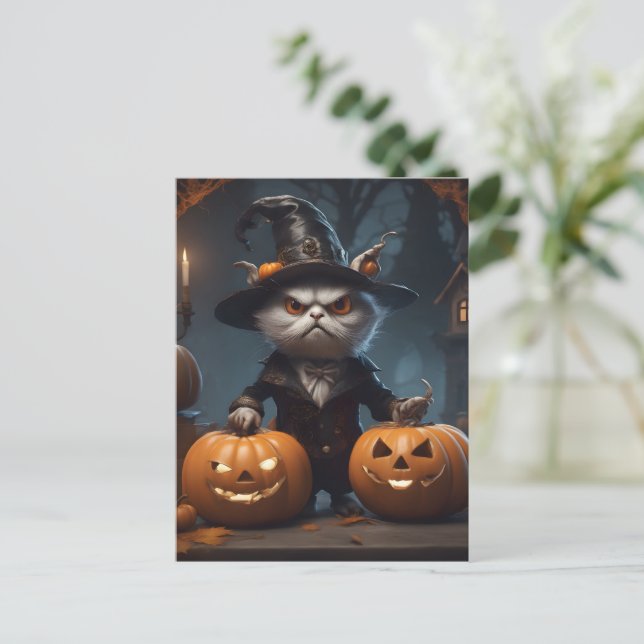 Postal decoración de halloween (Anverso de pie)