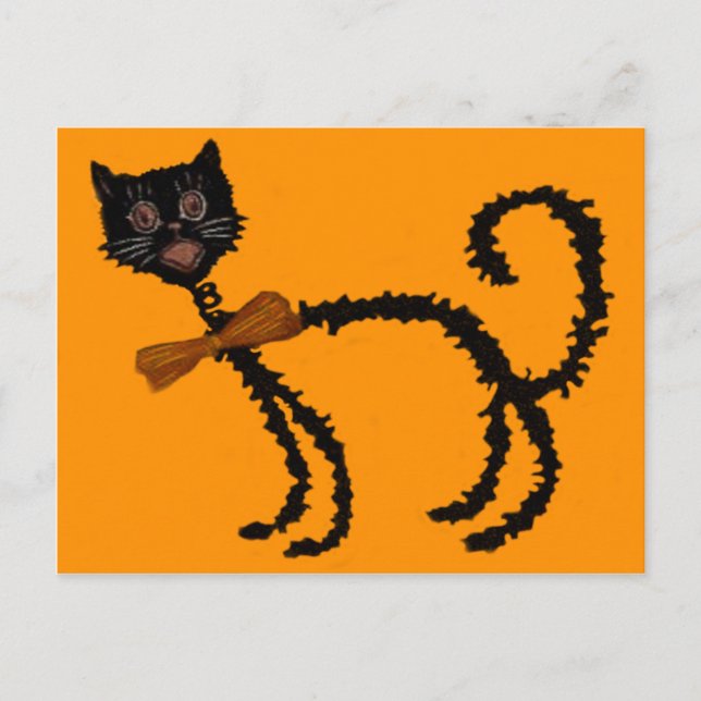 Postal Decoración de Halloween de gato negro elástico (Anverso)