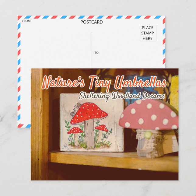 Postal Decoración de hongos vintage (Anverso / Reverso)
