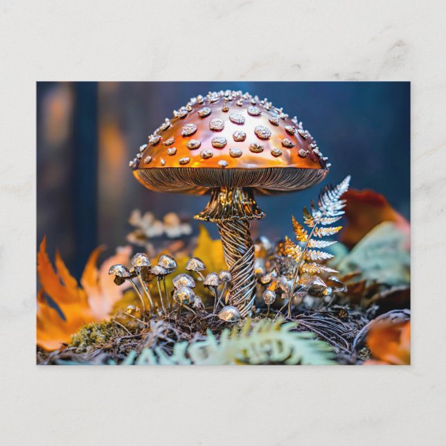 Postal Decoración de jardín de hongo de metal (Anverso)