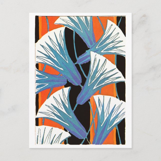Postal Decoración de las flores azules (Anverso)