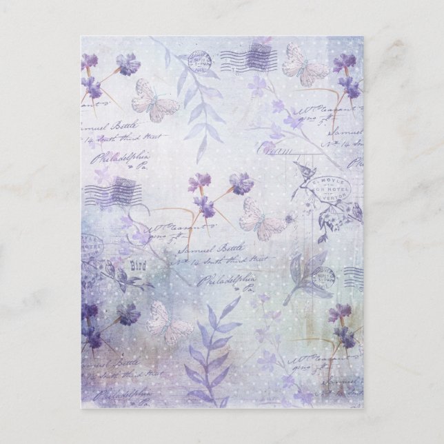 Postal Decoración de las flores de lavanda (Anverso)