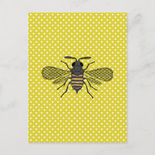 Postal Decoración de regalo del patrón polkadot amarillo