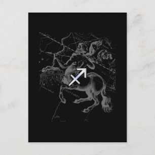Postal Decoración de signo zodiacal Sagitario cromado com