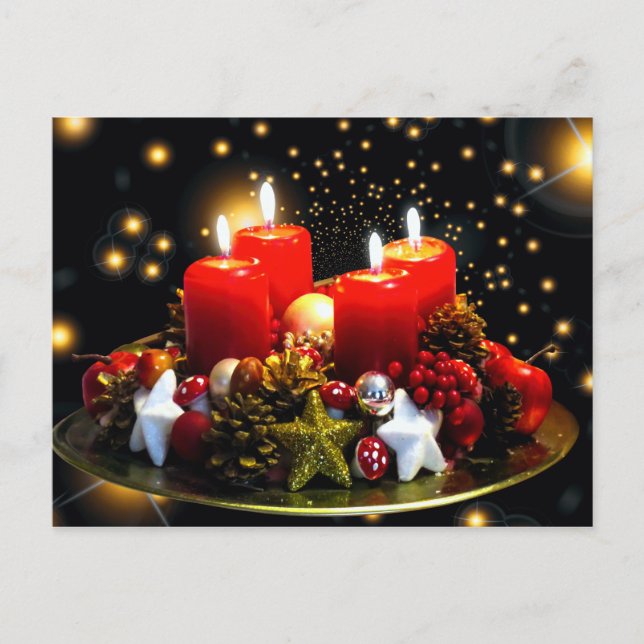 Postal Decoración de Velas de Vela de navidad (Anverso)