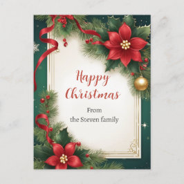 Postal Decoración elegante de Navidades verdes rojos