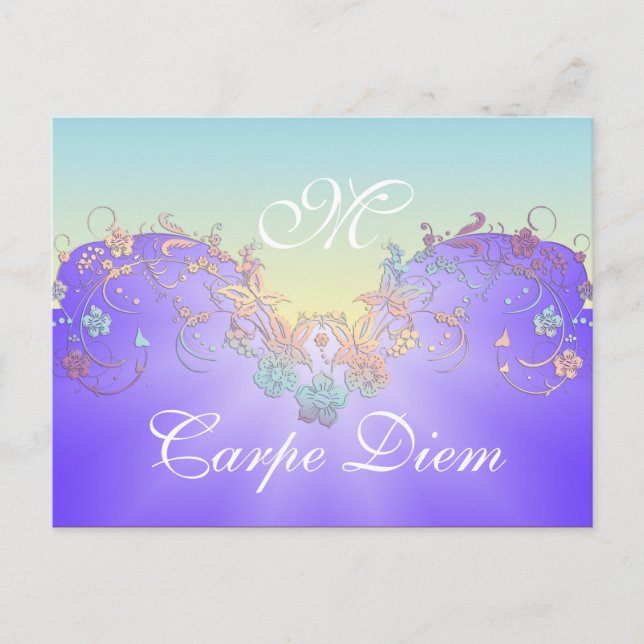 Postal Decoración floral gradientes pastel + tu texto (Anverso)