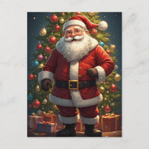 Postal Decoración Navideña Tradicional de Santa Claus