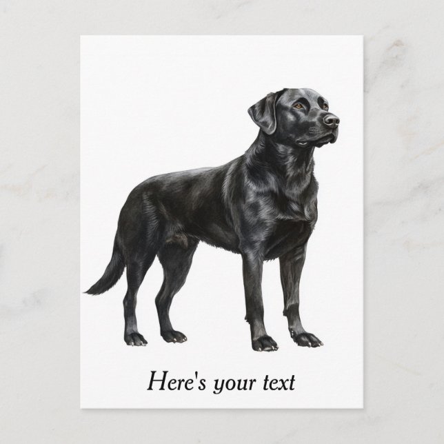 Postal Decoración personalizada de Labrador Retriever neg (Anverso)