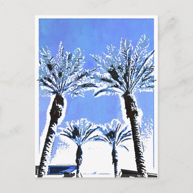 Postal Decoración temática de Guay Blue Palm Trees Paradi (Anverso)