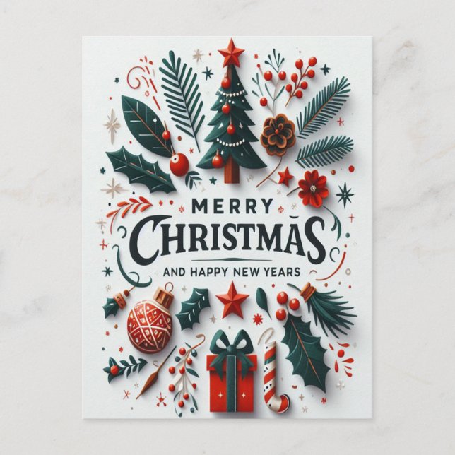 Postal Decoraciones Como Copos De Nieve (Anverso)