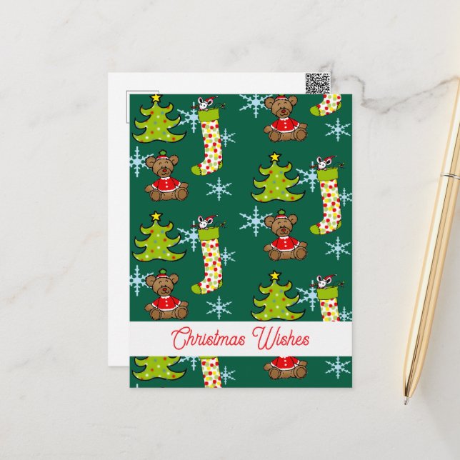 Postal decoraciones navideñas alegres (Anverso/Reverso In Situ)