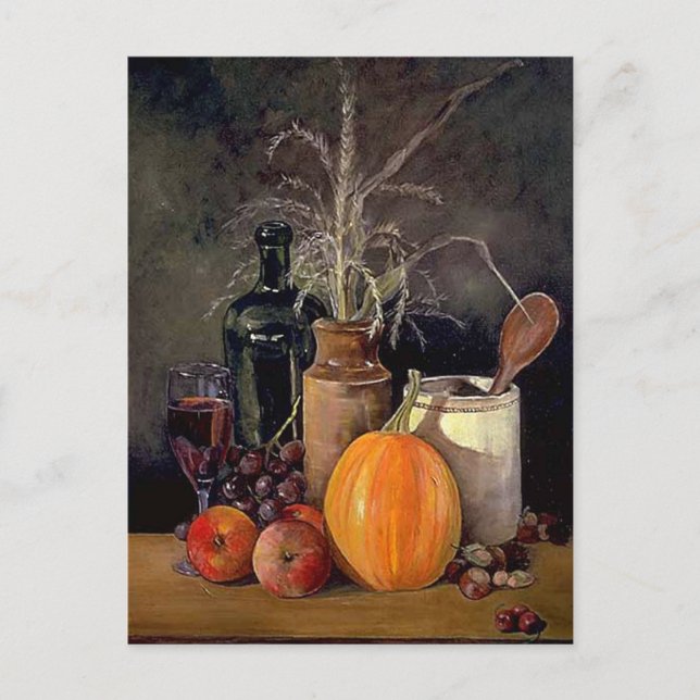 Postal Decoraciones otoñales sobre la mesa (Anverso)