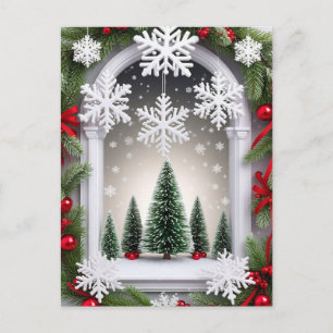 Postal ❄️ Decoraciones Rojas de Navidad de Pino con Venta