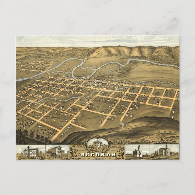 Postal Decorah, condado de Winneshiek, Iowa (1870) (Anverso)