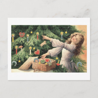 Postal Decorando el árbol