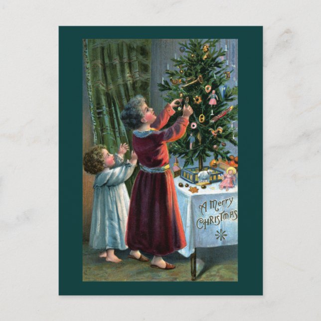 Postal Decorando el árbol de tablas (Anverso)