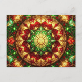 Postal Decorative Red Green Christmas Holiday Postcard