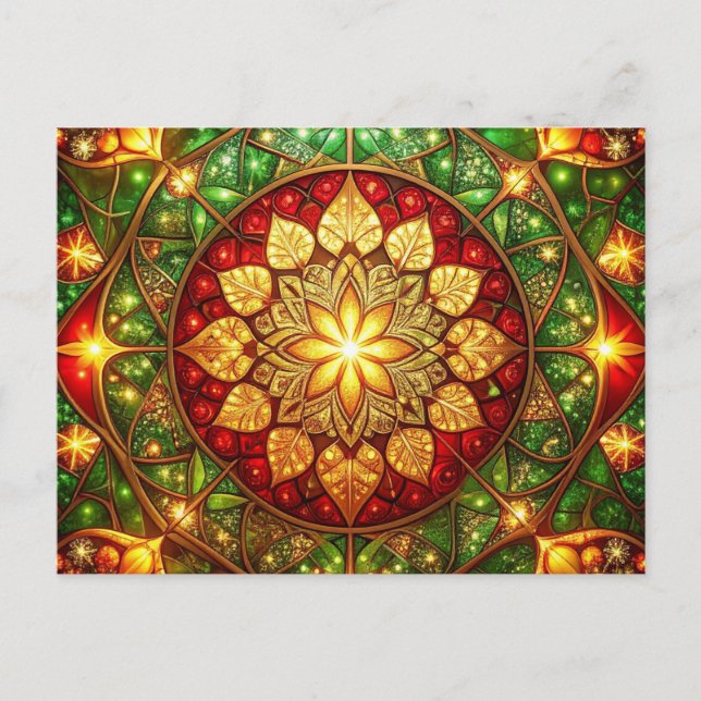 Postal Decorative Red Green Christmas Holiday Postcard (Anverso)