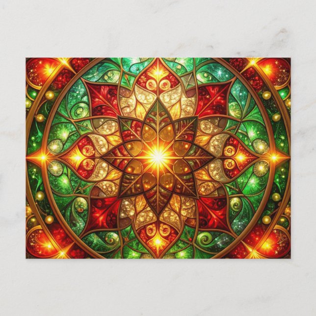 Postal Decorative Red Green Christmas Holiday Postcard (Anverso)