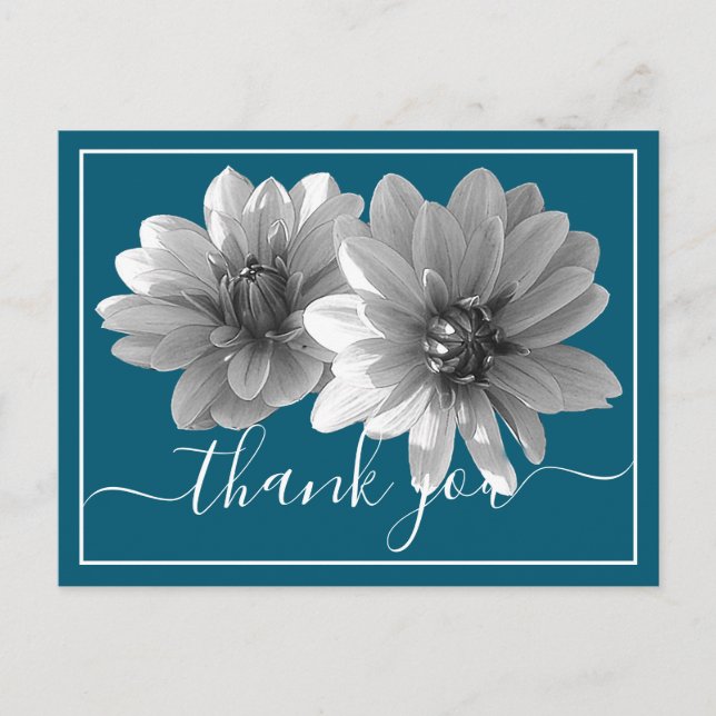 Postal Decorativo Dahlia Blue Background Gracias (Anverso)