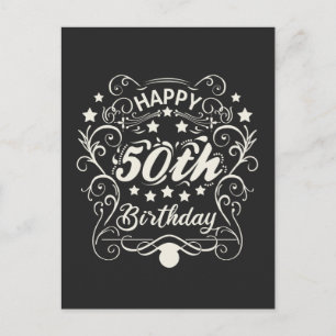 Postal Decorativo ornamental Feliz cumpleaños 50.