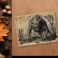 Decoupage Vintage de Halloween de Hombre Lobo
