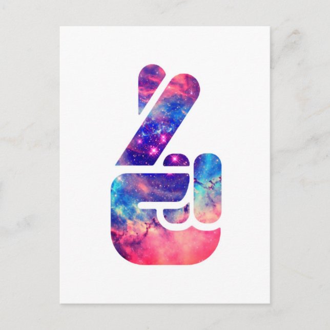 Postal 'Dedos cruzados' Universos (Anverso)