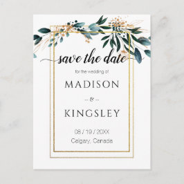Postal Deep Blue Floral Elegant Fall Wedding