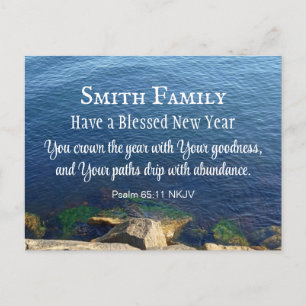 Postal Deep Blue Ocean Photo Christian Año Nuevo bíblico