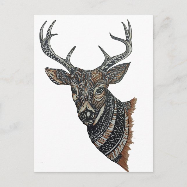 Postal Deer Buck con diseño intrincado (Anverso)