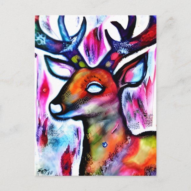 Postal Deer Colorful (Anverso)
