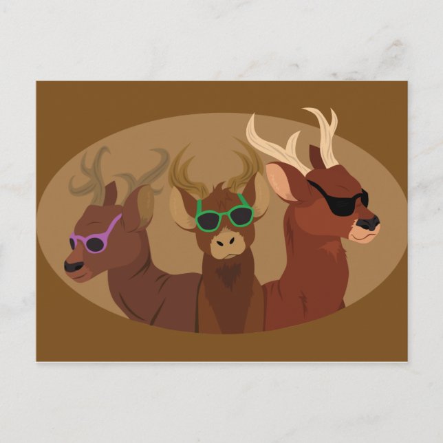 Postal Deer Con Gafas De Sol (Anverso)
