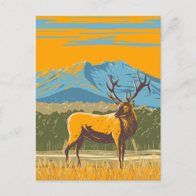 Postal Deer de Ilustracion amarillo (Anverso)