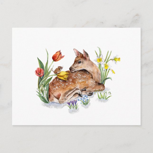 Postal Deer de primavera (Anverso)