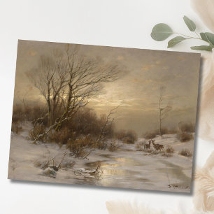 Postal Deer en un paisaje invernal - Désiré Thomassin