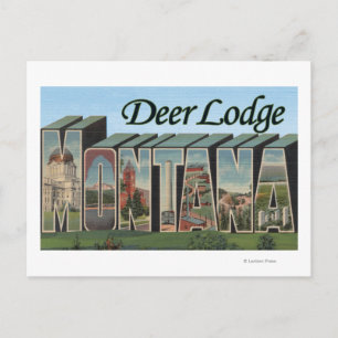 Postal Deer Lodge, Montana - Escenas de letras grandes
