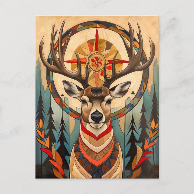 Postal Deer Totem – Graceful Art Deco Spirit (Anverso)