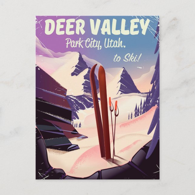 Postal Deer Valley, Park City, Utah, afiche de viaje para (Anverso)