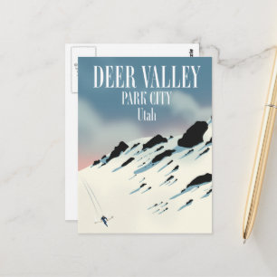 Postal Deer Valley, Park City, Utah, cartel de esquí