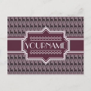 Postal Deer violeta púrpura nombre personalizado N1