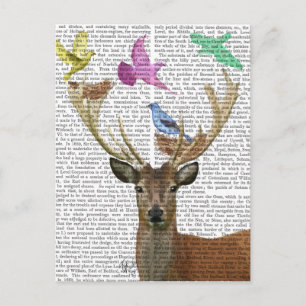 Postal Deer y Aves Nidos Pastel Sombras