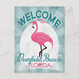 Postal Deerfield Beach Florida Pink Flamingo Retro