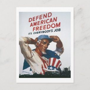Postal Defender al Poster de Guerra Vintage de la Liberta