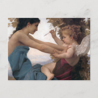 Postal Defendiendo un corazón contra Eros Bougereau